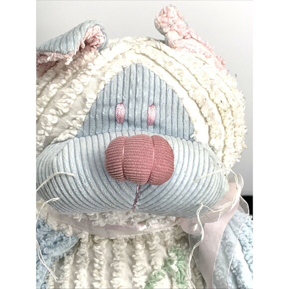 Chenille Animals Plush Cat Kitty By CWC 15” Pastel Pink Blue Weighted Vintage - Picture 2 of 9